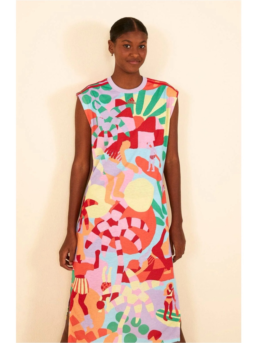 Adidas x Farm Rio Graphic Sleeveless Tank Dress Size M Tropical Colorful Print